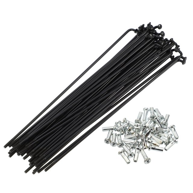 Unique Bargains 40 radios 14G J Bend de 138 mm x 2 mm con cabecillas para bicicleta de acero negro