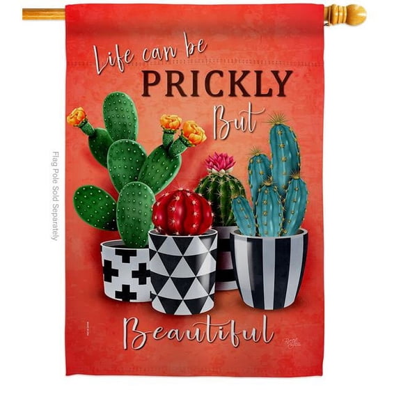 Breeze Decor H115227-BO Prickly But Beautiful Country Living Southwest 28 x 40 in. Double-Sided Decorative Vertical House Flags for Decoration Banner Garden Yard Gift