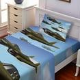 thumbnail image 2 of Ambesonne Airplane Fitted & Top Sheet Set with Sham, Aircrafts up in Air, Blue Green Grey, 2 of 5