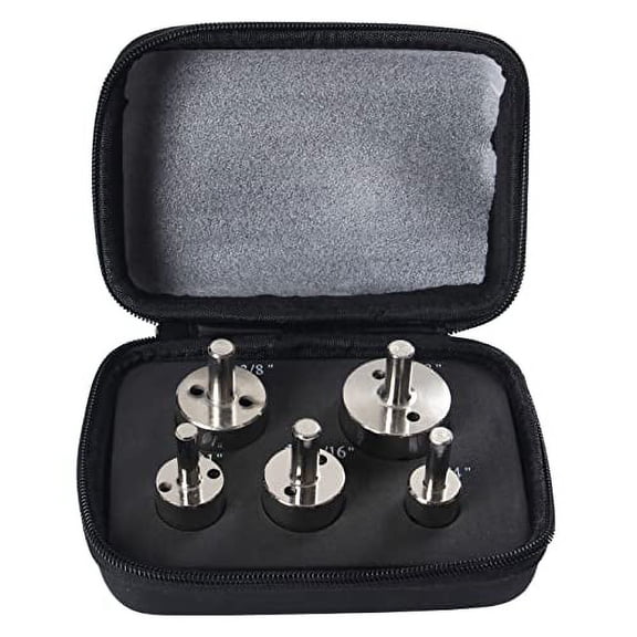 Drilax Diamond Hole Saw Drill Bit Set Longer Tall Version 3/4, 1, 1-3/16, 1- 3/8, 1-5/8 Inch Quartz Granite 3cm Thick Counter-top Ceramic Porcelain Tile 5 Pieces Set Insert Guide Included