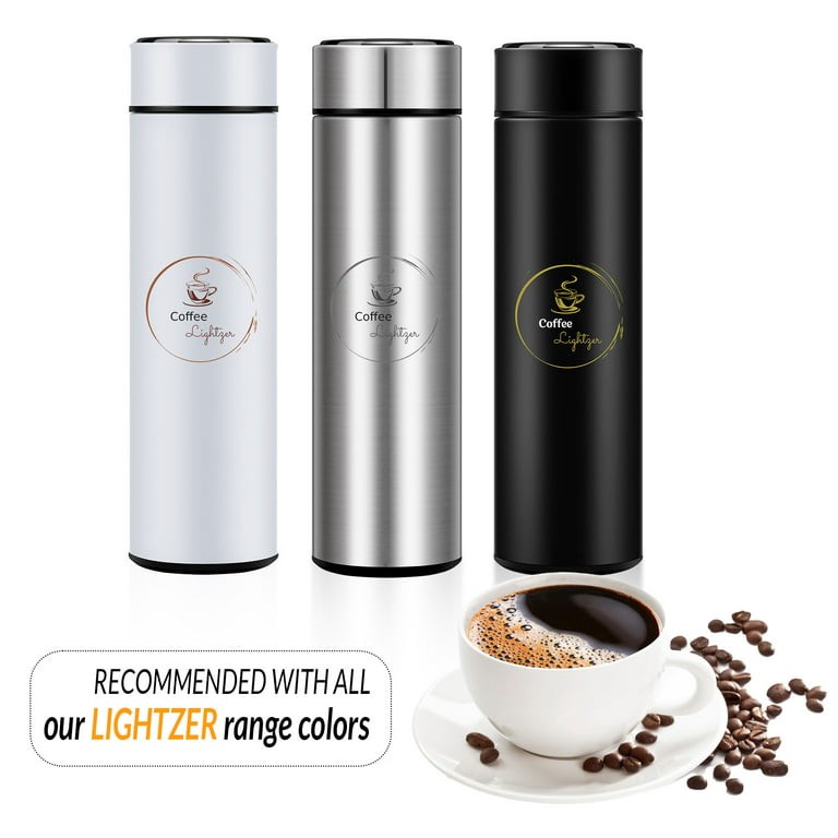 Lightzer Coffee Thermos 16.9Oz Smart Drink Flask LED 304 Stainless Steel  Bottle Black
