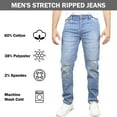 thumbnail image 4 of Men's 2-Pack Stretch Ripped Jeans - Denim Look with Flexibility & Comfort (Sizes: 30-42), 4 of 5