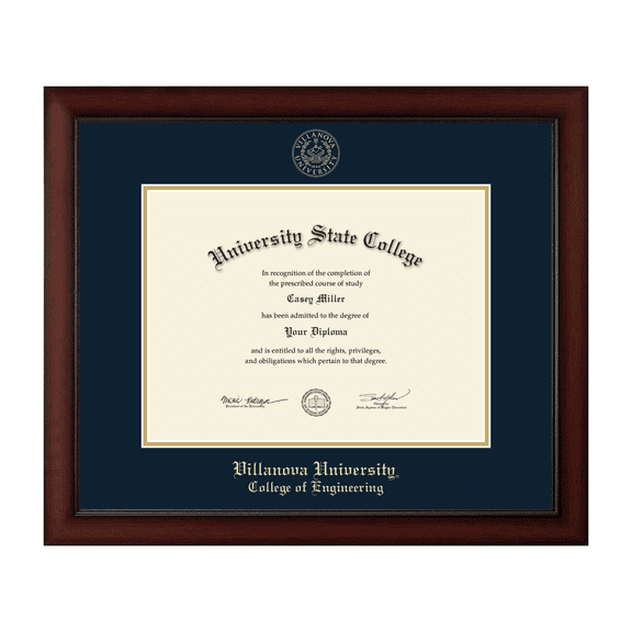 Framerly - Villanova Engineering Diploma Frame with Navy and Gold Mat