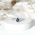 thumbnail image 5 of Real London Blue Topaz Teardrop Ring with Moissanite Halo (5X7 mm, AAA Quality), 14K White Gold, US 3.50, 5 of 8