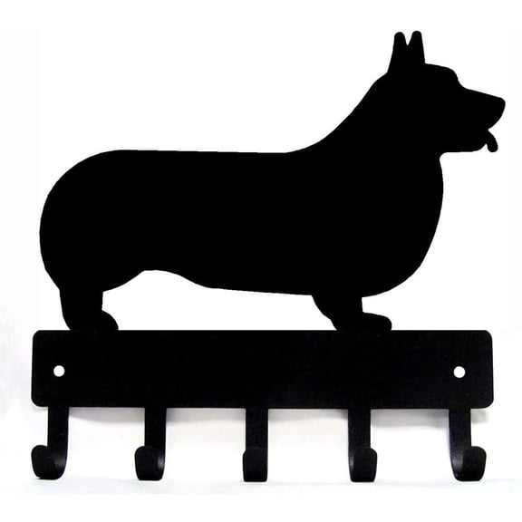 The Metal Peddler Corgi Dog Key Holder for Wall - Small 6" Wide with 5 Hooks - Made in USA