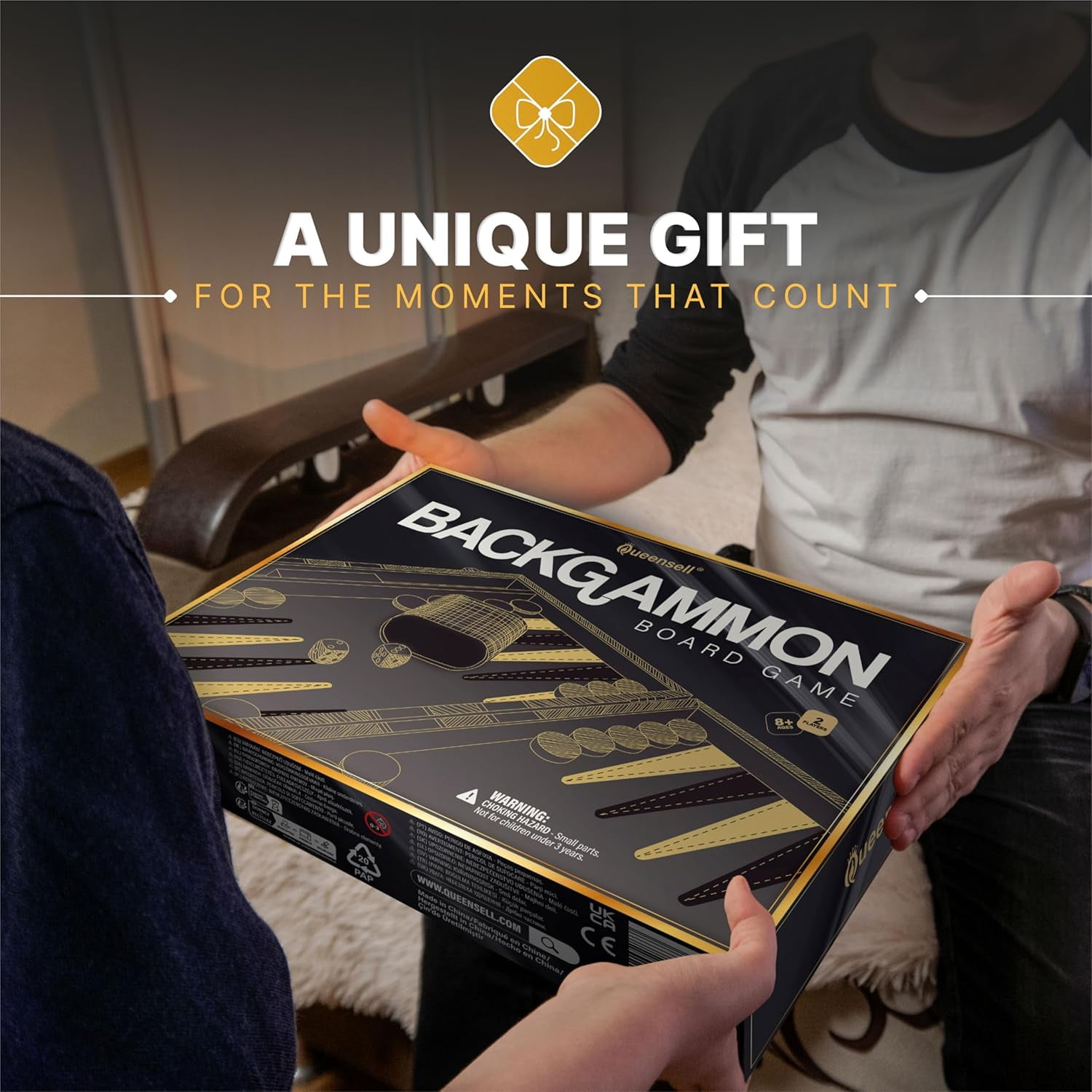 Backgammon Sets for Adults - 15-Inch Black PU Leather