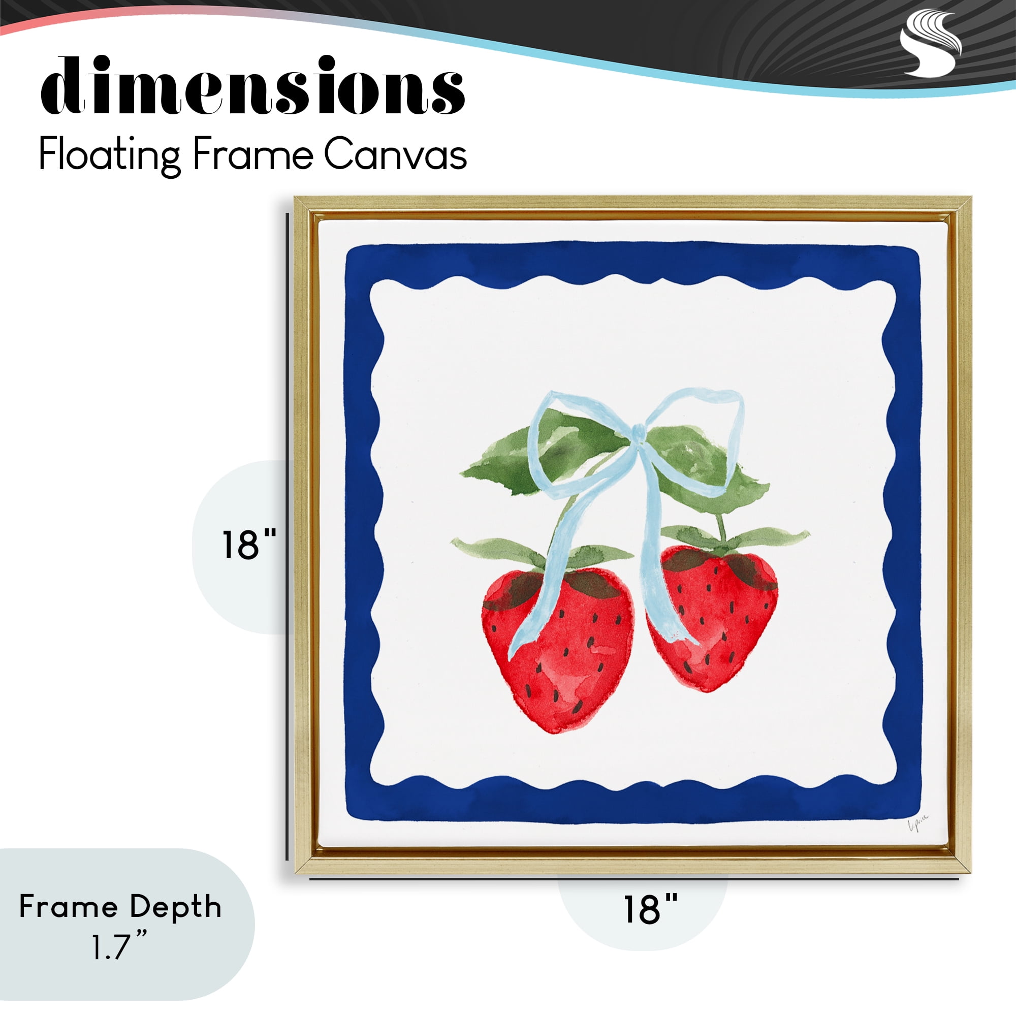 Stupell Industries Summer Bordered Strawberries Gold Framed Floater Canvas Wall Art, design by Lucille Price
