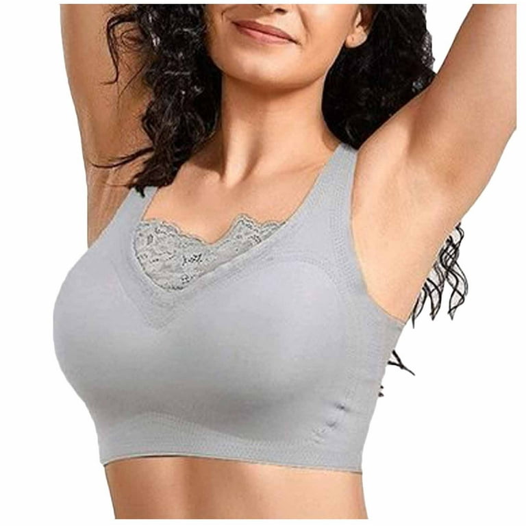 Mrat Clearance Clear Strap Bras for Women Ladies Traceless Comfortable One- Piece Large Breasts Ribbed Bralettes for Women Clear Strap Bras for Women  Sports Push up Bra Underwear Underwear Gray 2XL 