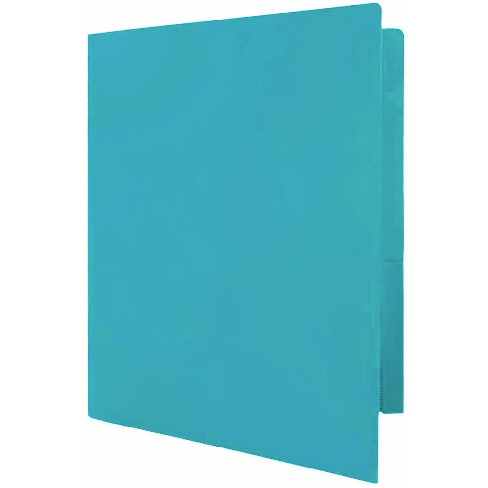 JAM Paper Heavy Duty Plastic 2 Pocket Extra Tough School Folders, Teal Blue, Bulk 48/Pack