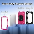 thumbnail image 5 of Dteck with Screen Protector Case for Samsung Galaxy A9 Plus 11-inch X210 X215 X216 X218,Heavy Duty Silicone Case 360 Rotating Handle Grip Stand Pen Holder Cover with Shouldwer Strap,Black+Rose, 5 of 10