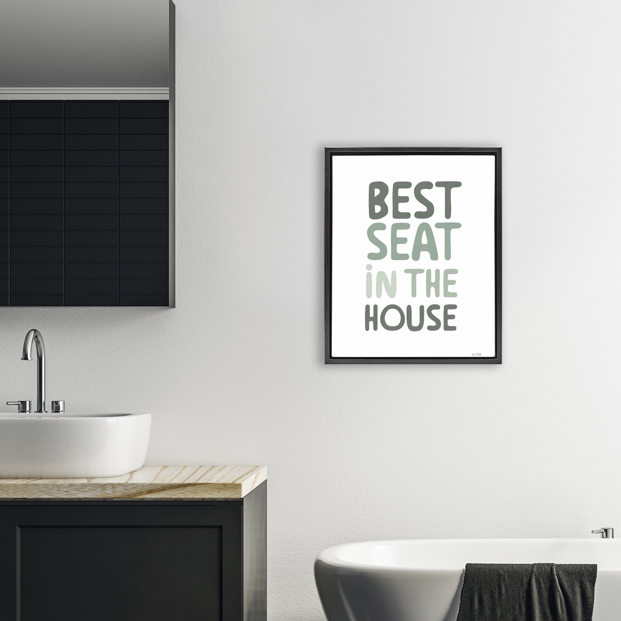 Stupell Industries Green Best Seat in House Black Framed Floater Canvas Wall Art, design by House Fenway