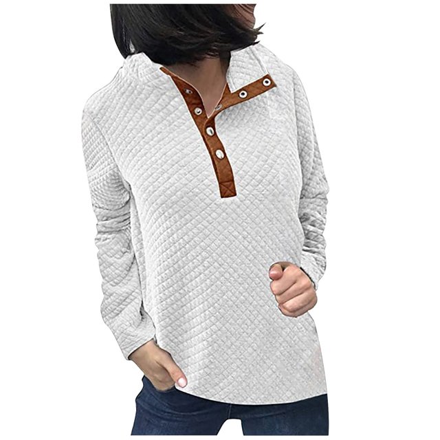 Timegard Womens Blouses Stand Collar Button Drop Shoulder Tops Fall Dressy Casual Loose Comfy Tops