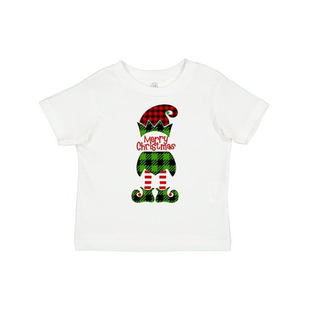 

Inktastic Merry Christmas Elf in Red and Green Plaid Boys or Girls Toddler T-Shirt