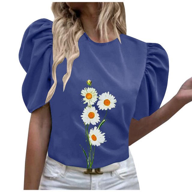 Mujeres Verano Sexy Impreso Regular Cuello Redondo Manga Corta Mujer Manga Corta Top OAVQHLG3B Store lin121212