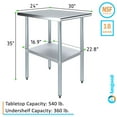thumbnail image 3 of AmGood 30 in. x 24 in. Stainless Steel Table | Metal Utility Kitchen Prep Work Table | NSF, 3 of 9