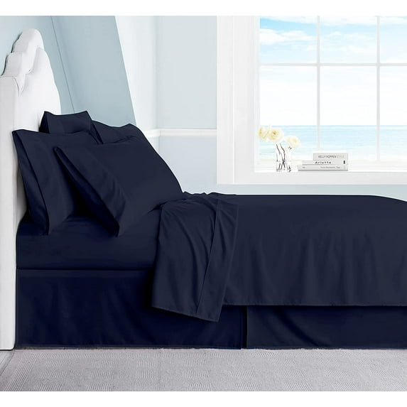 Swift Home Luxury Bedding Collection, Ultra-Soft Brushed Microfiber 6-Piece Bed Sheet Sets, Extremely Durable - Easy Fit - Wrinkle Resistant - (Includes 2 Bonus Pillowcases), Queen, Navy Navy Queen