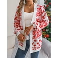 thumbnail image 6 of Women's Ugly Christmas Cardigans Sweater with Pockets Heart Pattern Xmas Knit Cardigan Reindeer Open Front Knitwear, 6 of 7