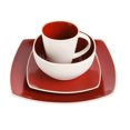 thumbnail image 2 of Gibson Elite Soho Lounge 16 Piece Square Stoneware Dinnerware Set, Red/White, 2 of 8