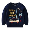 thumbnail image 2 of Godderr Kids Baby Boys Round Neck Sweaters Long Sleeve Solid Color Loose Knitted Dinosaur Pullovers Toddler Simple Knitted Sweatshirts Pullover for 2-8Y, 2 of 6