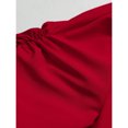 thumbnail image 5 of Elegant Red Solid Color Round Neck Short Sleeve Ruched Midi Dress With Button Detail, 5 of 5
