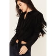 thumbnail image 2 of Idyllwind Women's Fate Faux Suede Fringe Long Sleeve Button-Down Tie-Front Shirt - IWFA24K82-BLK   US, 2 of 4