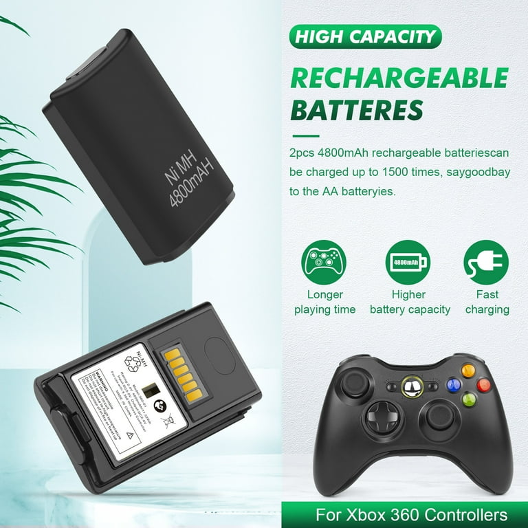 Genericer Batterij voor Xbox 360 controller, oplaadbare batterij, 4800