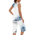 thumbnail image 4 of Tnhcen Affordable Women's Pajama Set Printed Sleeveless Crew Neck Top & Capri Pants Breathable & Stretchy S-2XL Sizes, 4 of 6