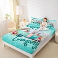 thumbnail image 4 of Homewish Happy Camping Twin Sheet Sets,Colorful Flower Floral Twin Fitted Sheet,Cyan Glitter Print Flat Sheet For Teens,Ultra Soft Home Decor,3pcs, 4 of 7