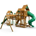 Gorilla Playsets Treasure Trove I Wooden Swing Set with 2 Slides, Rock