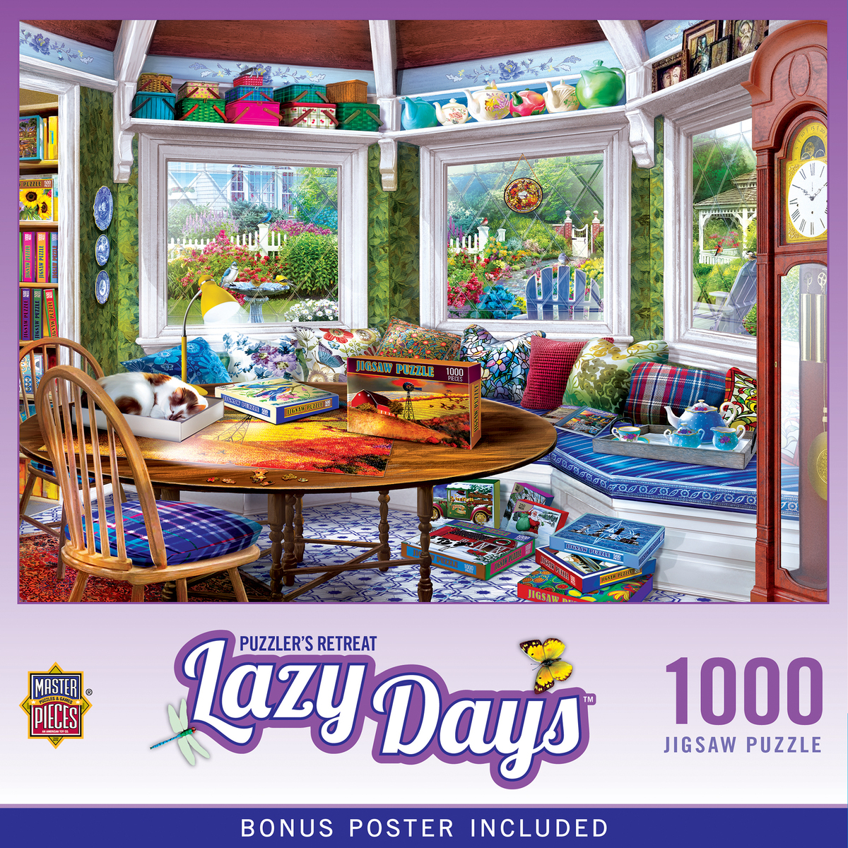 Masterpieces 1000 Lazy Days Assortment Interlocking Jigsaw Puzzle for Adults with 4 Unique Styles to Choose