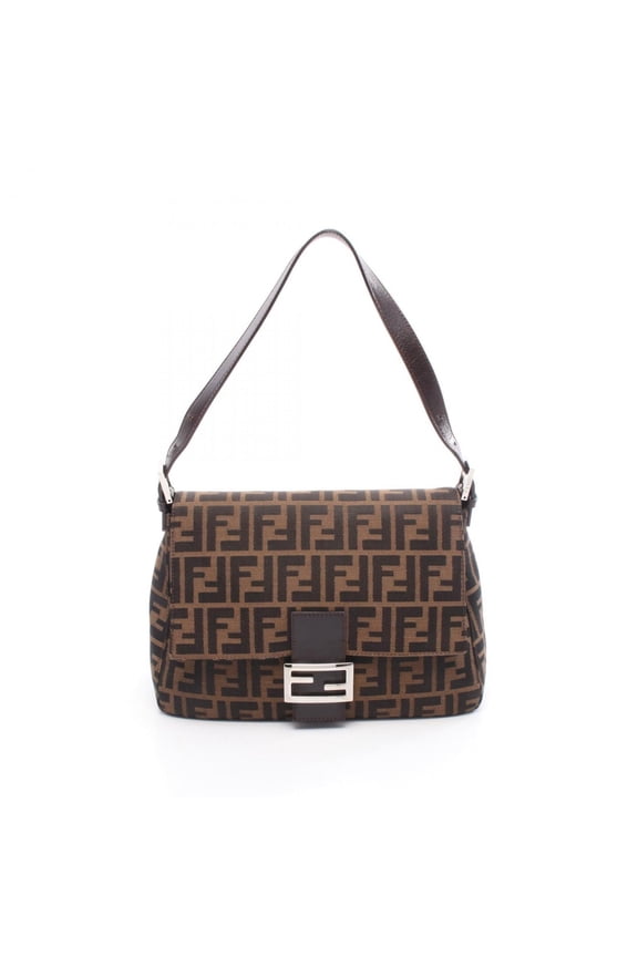 Pre-Owned Fendi Mamma Bucket Shoulder Bag, Canvas and Leather, Women's, Brown, 26325 (Good)