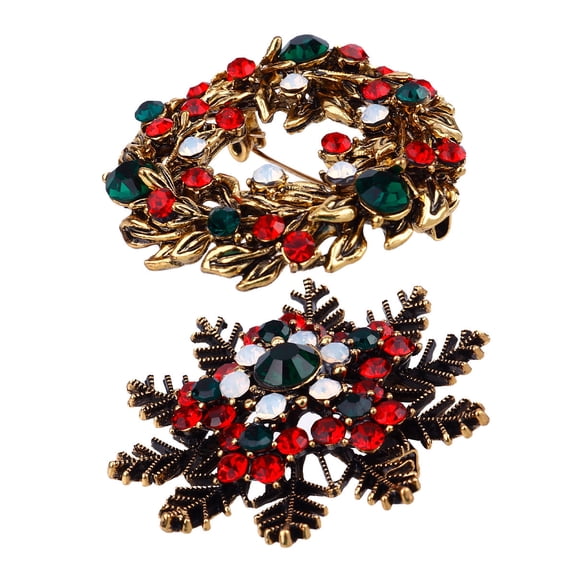 LEORX Christmas Snowflake Brooch Golden 2Pcs Decoration