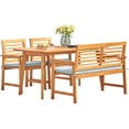 thumbnail image 6 of Waimea Honey 4-Piece Slatted Eucalyptus Wood Patio Dining Set with Bench and Cushion per SET, 6 of 6