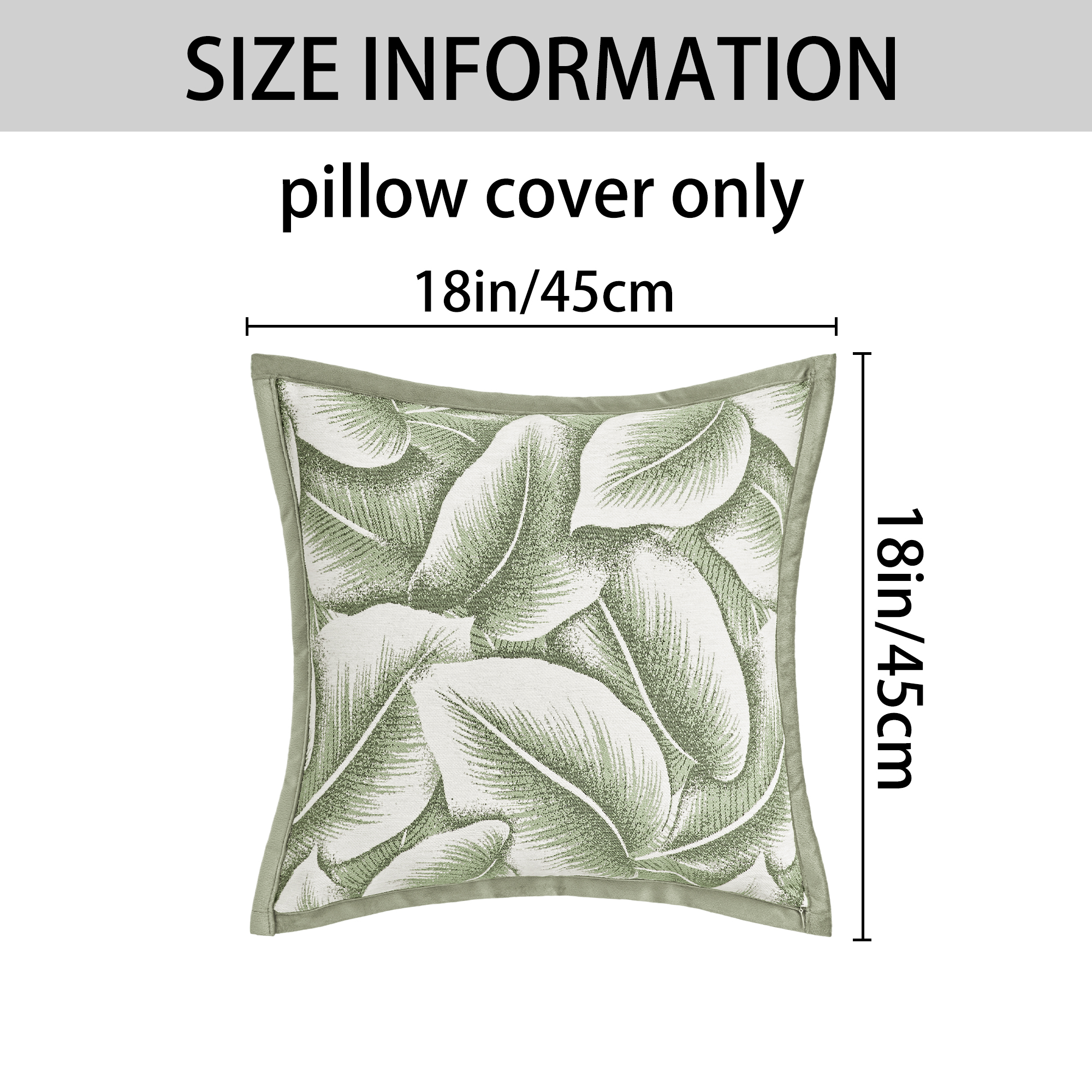 Unique Bargains Pack of 2 Leaf Pattern Chenille Throw Pillow Covers Green