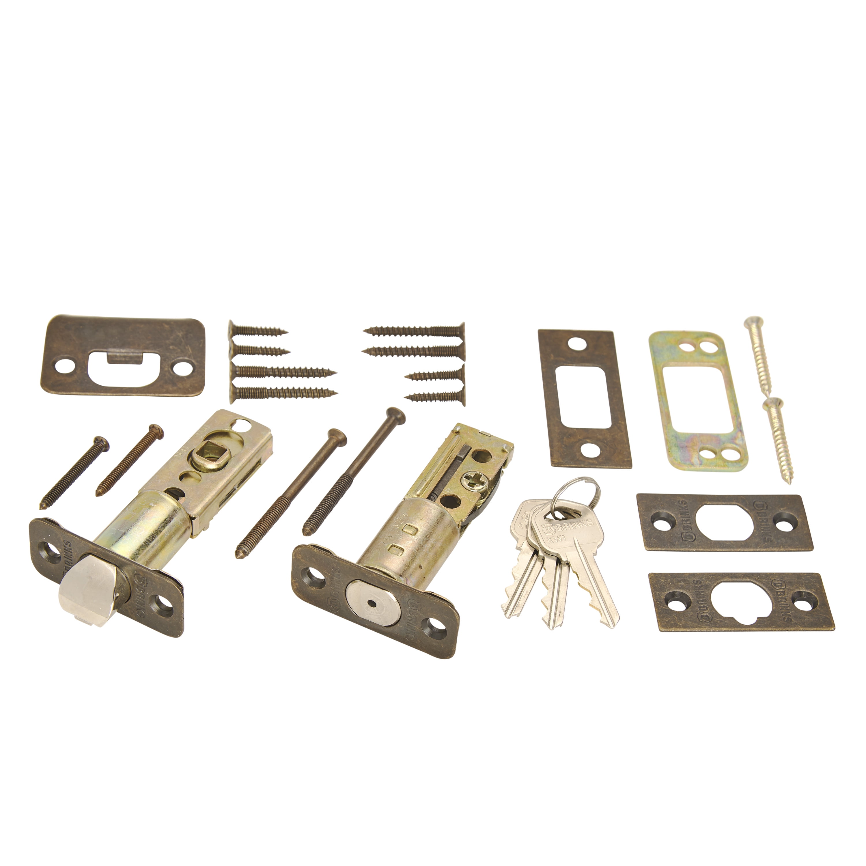Brinks Keyed Entry Classic Bell Style Doorknob and Deadbolt Combo pack, Antique Brass Finish