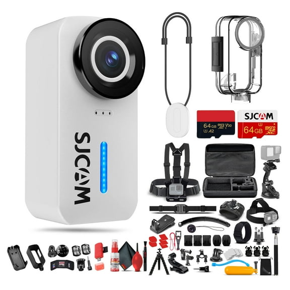 SJCAM C110 Plus Action Camera with 4K Video, Gyro Stabilization, and Audio Recording, Bundle Including: 50-IN-1 Action Kit, 64GB Micro SD Card, Card Reader, Card Wallet, and USB‑C Adapter