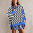 thumbnail image 2 of Timegard Womens Crewneck Sweatshirts Striped Long Sleeve Side Split Pullover Fall Casual Loose Tops, 2 of 6