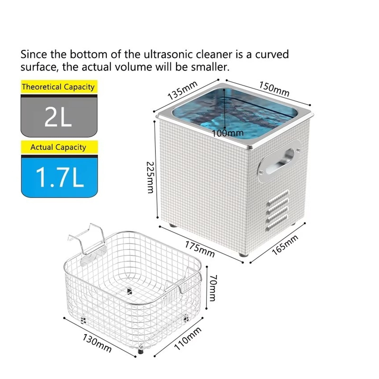 Digital Ultrasonic Cleaner 2L Heating Timer 40KHz Ultrasonic Bath Glasses Cleaning Appliances ,Convenient to Use
