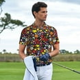 thumbnail image 2 of Kdxio Spring And Summer Flowers Print Men's Short Sleeve Polo Shirt,Midweight Men's Shirt, 2 of 5