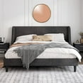 thumbnail image 4 of Einfach King Size Platform Bed Frame with Wingback Headboard, Dark Grey, 4 of 6