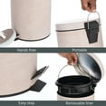 thumbnail image 5 of mDesign Small 1.3 Gal. Round Metal Step Trash Can w/ Liner, Stone Print - Beige, 5 of 8