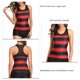 thumbnail image 5 of Traje de baño de dos piezas para mujer, cuello redondo, tipo I, malla trasera, empalme, estampado a rayas, traje de baño rojo 3XL, 5 of 6