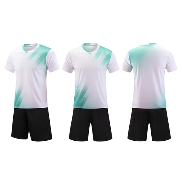 Conjuntos de blusas y camisas de manga corta con cuello en V. Conjunto de traje de fútbol de color sólido para niños para juegos deportivos universitarios, partidos de rendimiento, uniformes de entren