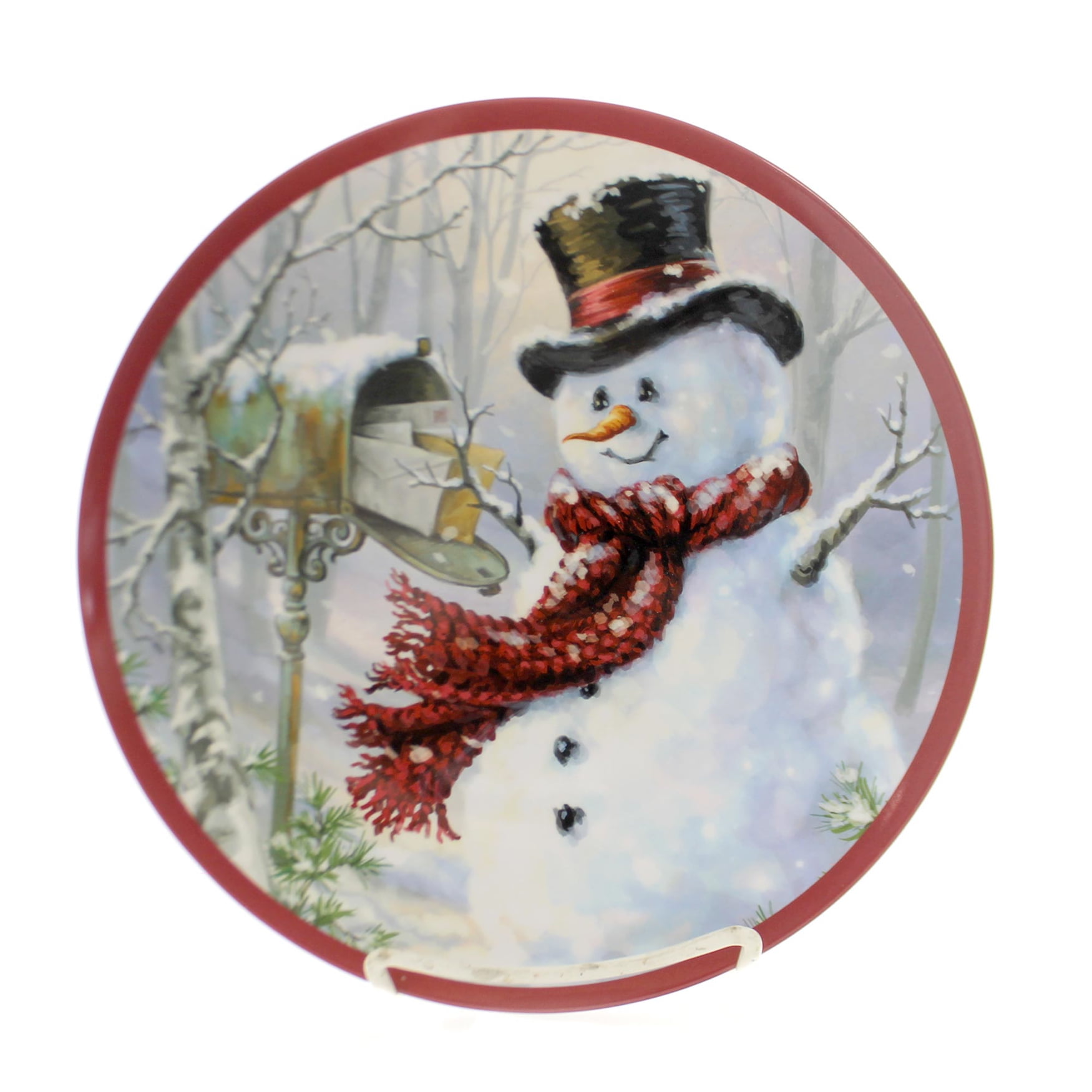 Tabletop SNOW PLACE LIKE HOME PLATE Plastic Melamine Snowman Christmas