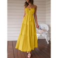 thumbnail image 3 of Summer Women Thin Shoulder Strap Sleeveless Side Slit Dress Bohemian Flowing Long Skirt, 3 of 5