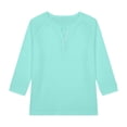thumbnail image 4 of YunPes Unisex Kids 3/4 Sleeve Henley Shirts Dressy Button up V Neck Raglan Tops Loose Plain Fashion Blouse for Girls 3‐14 Years, 4 of 4