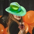 thumbnail image 4 of Cowboy Party Hat Light up Holographic Rave Caps Funny Hats Sparkly Glitter Space Green, 4 of 8