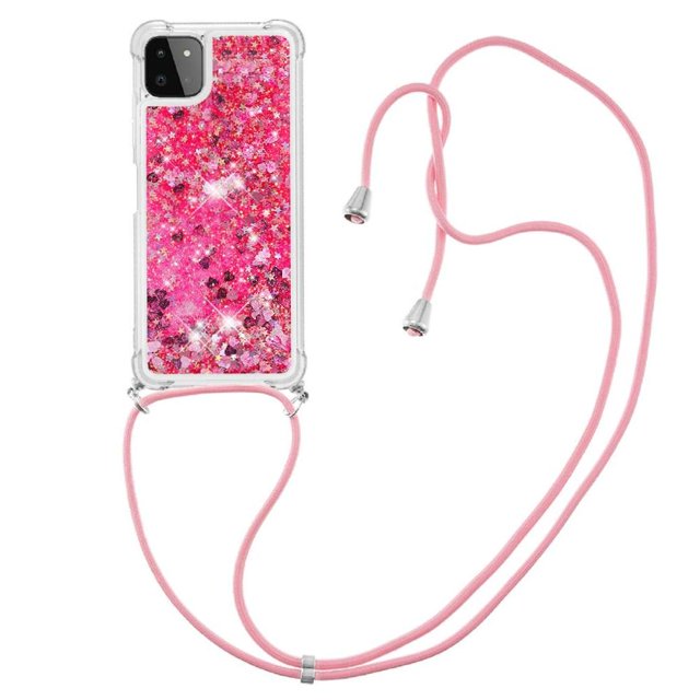 Funda FOXDOCK para Samsung Galaxy A22 5G con Cuerda Ajustable, Brillo Líquido, Protección Antigolpes y Lente – Ideal para Regalo
