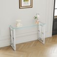 thumbnail image 4 of GZXS 47" Console Table with Clear Tempered Glass Top and Silver Stainless Steel Legs, Narrow Entryway Table for Home Decor, 4 of 7