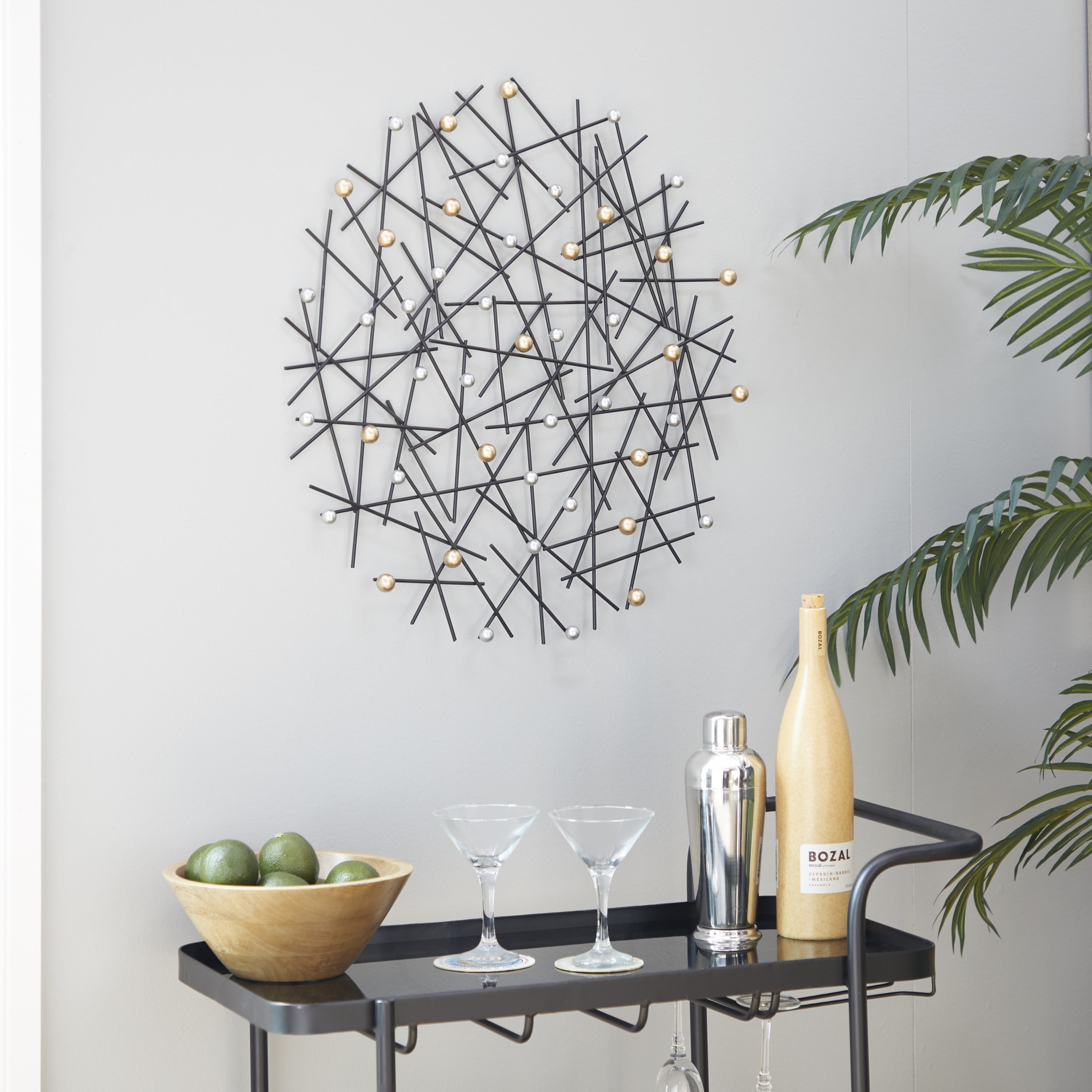 DecMode Black Metal Contemporary Wall Decor
